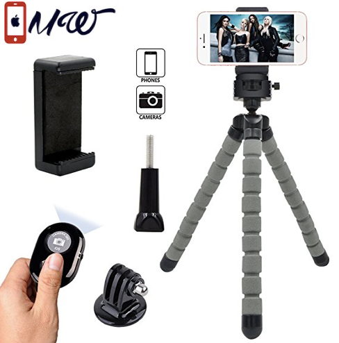Iphone Tripod, Flexible Phone Stand Holder with Bluetooth Wireless Remote Shutter