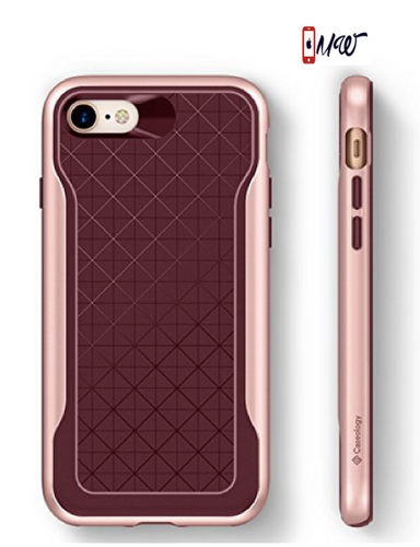 iPhone 8 Case,   Slim Protective Dual Layer Textured Cover Secure Grip Geometric Design [Burgundy] for Apple iPhone 8 (2017) / iPhone 7 (2016)