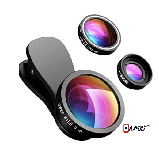 Phone Lens, 【2 Clips】3 in 1 Fisheye Lens, 10X Macro Lens + 180 Degree Fisheye Lens + 0.4X Wide Angle Lens, Cell Phone Lens Camera Lens Kits for iPhone 7, 6s, 6, 5s