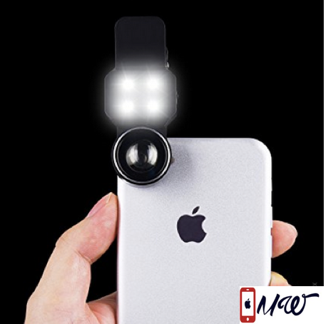 Camera Lens Kit with LED Light for Mobile Phone - Universal - Fisheye, Wide Angle and Macro Lens - Amazing Upgrade for Apple iPhone, (not suitable for iPhone 7 Plus)