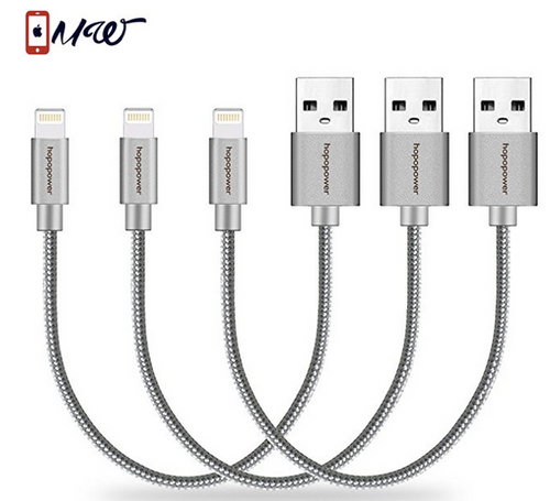 Hopopower USB Charger 3Pack(1ft 1ft 1ft) Nylon Braided 8 pin Charging Cables USB Charging Cord Compatible for iPhone 7/7 Plus/6s/6s Plus/6/6 Plus/5/5S/5C/SE/iPad/iPod (gray)