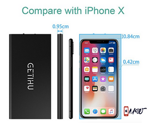 GETIHU 10000 mAh Portable Power Bank with 2 USB Ports Mobile Charger External Battery Backup Ultra Slim Thin Powerbank for iPhone 8 7 6s 6 Plus 5s 5