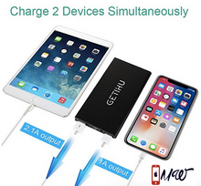 GETIHU 10000 mAh Portable Power Bank with 2 USB Ports Mobile Charger External Battery Backup Ultra Slim Thin Powerbank for iPhone 8 7 6s 6 Plus 5s 5