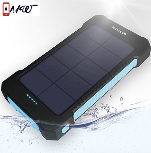 Solar Chargers,X-DNENG 10000mAh Portable Solar Power Bank High Efficiency Sunpower Cellphone Chargers Rain-resistant Dirt/Shockproof Backup with Dual USB Port Solar Battery Charger for USB Devices