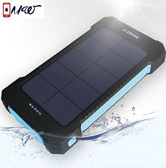 Solar Chargers,X-DNENG 10000mAh Portable Solar Power Bank High Efficiency Sunpower Cellphone Chargers Rain-resistant Dirt/Shockproof Backup with Dual USB Port Solar Battery Charger for USB Devices