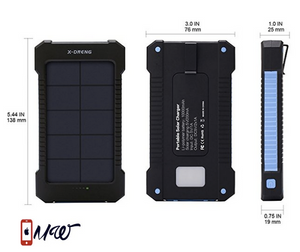 Solar Chargers,X-DNENG 10000mAh Portable Solar Power Bank High Efficiency Sunpower Cellphone Chargers Rain-resistant Dirt/Shockproof Backup with Dual USB Port Solar Battery Charger for USB Devices