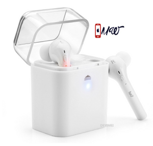 DEYIMEI Mini Wireless Earbuds, Twins In-Ear Stereo Headphone with Mic, Charging Case for iPhone