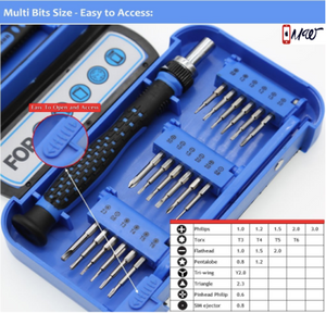 Kingsdun 24pcs Iphone 7 Repair Tool Kit for Apple iPhone 6/6S/5/5C/5S/4S, Ratcheting Screwdriver Bit Set with Metal Spudger Opening Pry Tools & ESD Tweezers in Mini Pocket Box